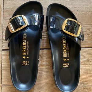 Birkenstock Madrid Black Patent Big Buckle
